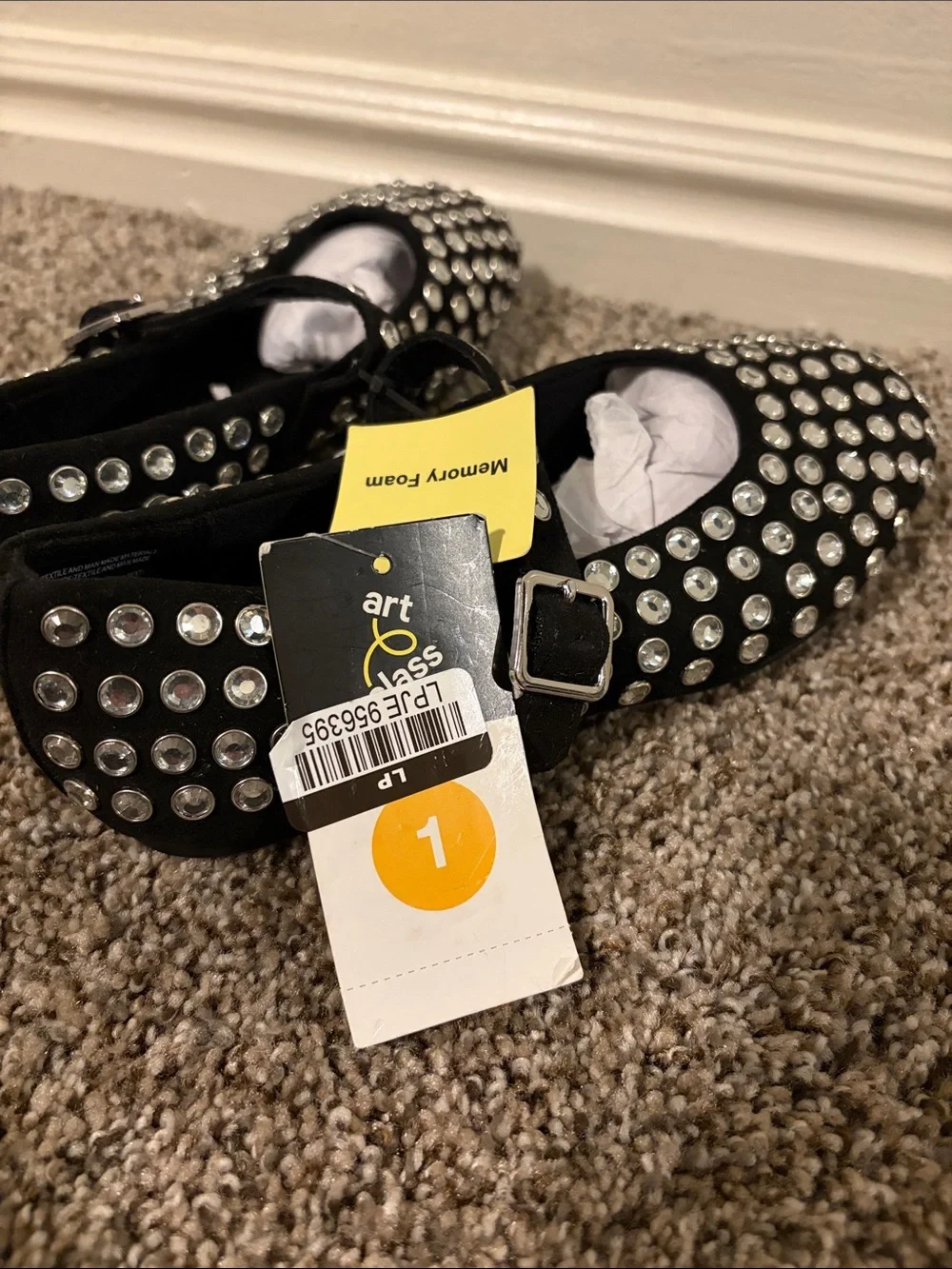 art class Black Rhinestone Mary Jane Girls' Dress Shoes